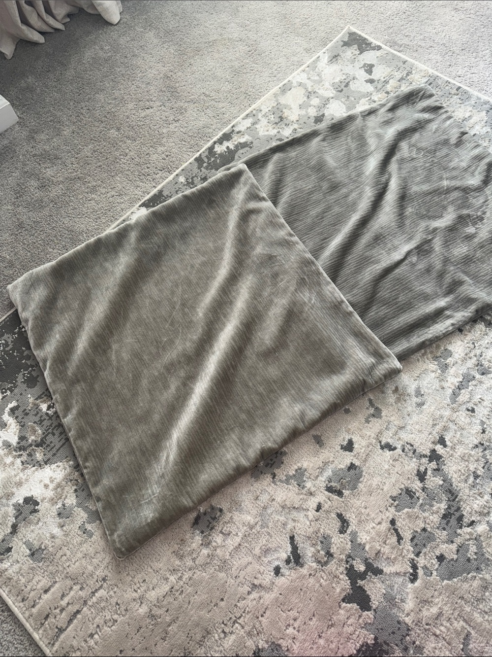 Grey velvet-like pillow covers set of 2